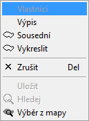 Vazba na GIS: Volby kontextového menu