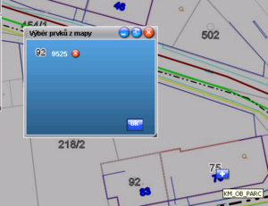 Vazba na GIS: Potvrzení vybrané parcely
